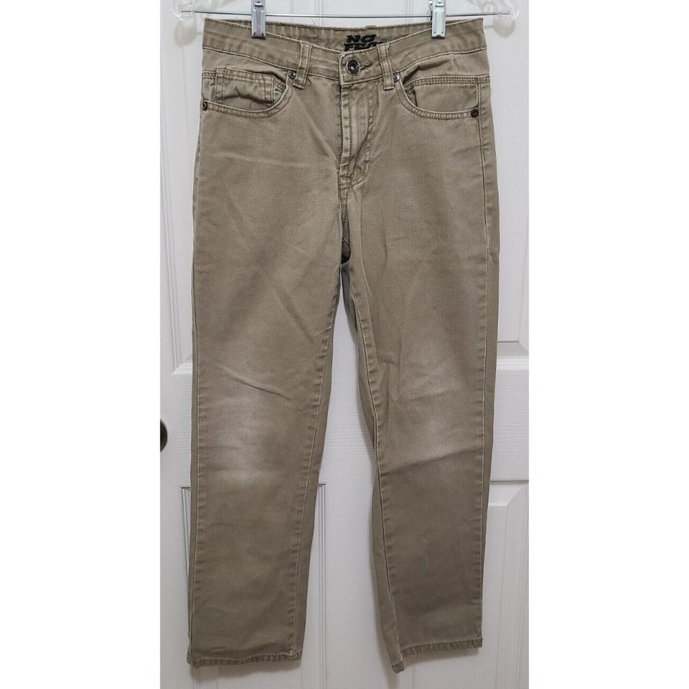 NO FEAR Y2K Boys Skate Denim Jeans Pants Khaki Beige 100% Cotton Youth Size 14